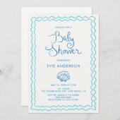 Whimsical Hand Drawn Beach Baby Dusche Einladung (Vorne/Hinten)