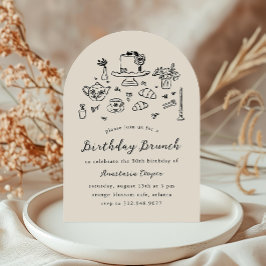 Whimsical Hand Drawn Birthday Brunch Tee Party Einladung