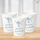 Whimsical Hand Drawn Blue Bachelorette Pappbecher