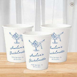 Whimsical Hand Drawn Blue Bachelorette Pappbecher