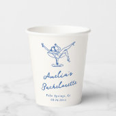 Whimsical Hand Drawn Blue Bachelorette Pappbecher (Rückseite)