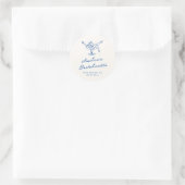 Whimsical Hand Drawn Blue Bachelorette Runder Aufkleber (Tasche)