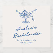 Whimsical Hand Drawn Blue Bachelorette Schaumweinetikett (Einzelnes Label)