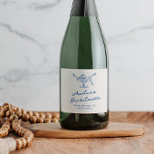 Whimsical Hand Drawn Blue Bachelorette Schaumweinetikett