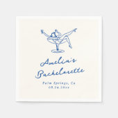 Whimsical Hand Drawn Blue Bachelorette Serviette (Vorderseite)
