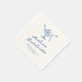 Whimsical Hand Drawn Blue Bachelorette Serviette (Ecke)