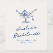 Whimsical Hand Drawn Blue Bachelorette Weinetikett (Einzelnes Label)