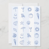 Whimsical Hand Drawn Blue Beach Brautparty Einladung (Rückseite)