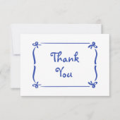 Whimsical Hand Drawn Blue Bow Bridal Shower Dankeskarte (Vorderseite)