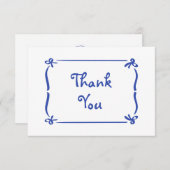 Whimsical Hand Drawn Blue Bow Bridal Shower Dankeskarte (Vorne/Hinten)