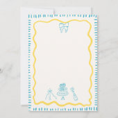 Whimsical Hand Drawn Blue Bow Wavy Hochzeit Einladung (Rückseite)