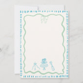 Whimsical Hand Drawn Blue Bow Wavy Hochzeit Einladung (Rückseite)