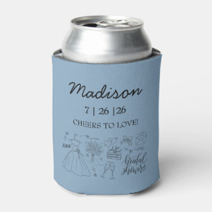Whimsical Hand Drawn Blue Brautparty Dosenkühler