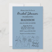 Whimsical Hand Drawn Blue Brautparty Einladung (Vorderseite)