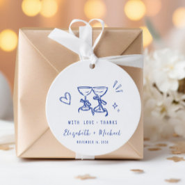 Whimsical Hand Drawn Blue Cream Wedding Thank You Geschenkanhänger