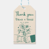 Whimsical Hand Drawn Blue Floral Wedding Vielen Da Geschenkanhänger (Vorderseite)