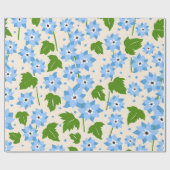 Whimsical Hand-Drawn Blue Forget-Me-Not Botanical Geschenkpapier (Flach)
