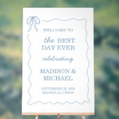 Whimsical Hand Drawn Blue Illustriert Wedding Acrylschild (Neutral)