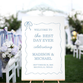 Whimsical Hand Drawn Blue Illustriert Wedding Acrylschild