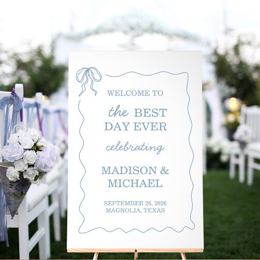 Whimsical Hand Drawn Blue Illustriert Wedding Acrylschild