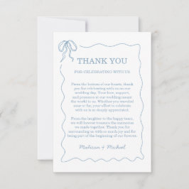 Whimsical Hand Drawn Blue Illustriert Wedding Dankeskarte