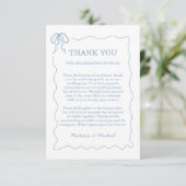 Whimsical Hand Drawn Blue Illustriert Wedding Dankeskarte (Stehend Vorderseite)