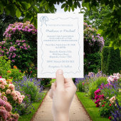 Whimsical Hand Drawn Blue Illustriert Wedding Einladung