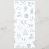 Whimsical Hand Drawn Blue Illustriert Wedding Menükarte (Rückseite)