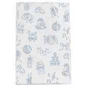 Whimsical Hand Drawn Blue Illustriert Wedding Mittlere Geschenktüte (Vorderseite)