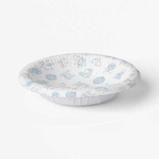 Whimsical Hand Drawn Blue Illustriert Wedding Pappteller (Gewinkelt)