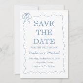Whimsical Hand Drawn Blue Illustriert Wedding Save The Date (Vorderseite)
