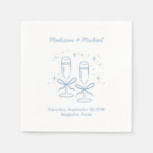 Whimsical Hand Drawn Blue Illustriert Wedding Serviette (Vorderseite)