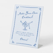 Whimsical Hand Drawn Blue Last Toast Cocktail Bar Sockelschild (Vorderseite)