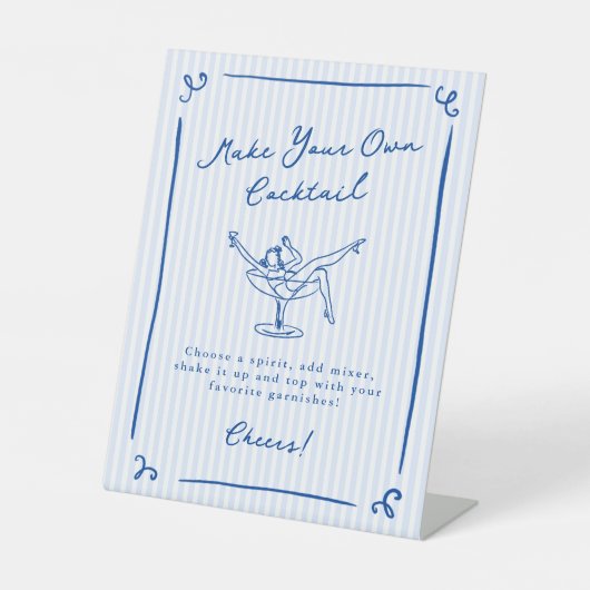 Whimsical Hand Drawn Blue Last Toast Cocktail Bar Sockelschild (Vorderseite)