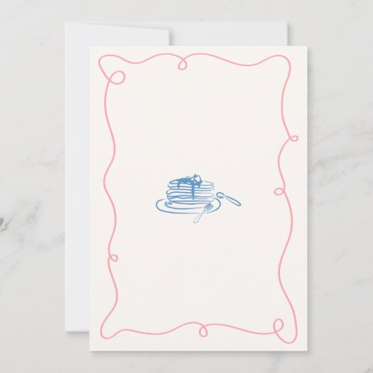 Whimsical Hand Drawn Blue & Pink Bridal Brunch Einladung (Rückseite)