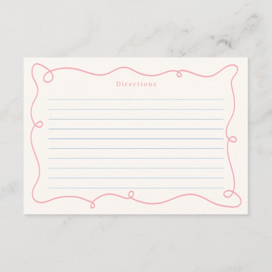 Whimsical Hand Drawn Blue & Pink Rezept Begleitkarte (Rückseite)
