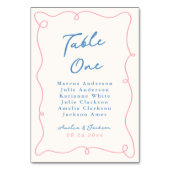 Whimsical Hand Drawn Blue & Pink Tischnummer (Rückseite)