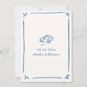 Whimsical Hand Drawn Blue Save the Date Einladung (Rückseite)