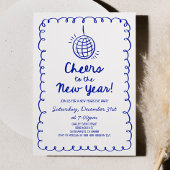 Whimsical Hand Drawn Blue Silvester Party Einladung