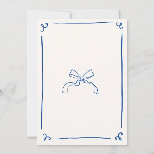 Whimsical Hand Drawn Blue The Bying The Knot Einladung (Rückseite)