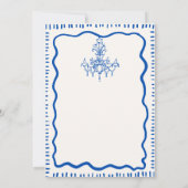 Whimsical Hand Drawn Blue Wavy Probe Dinner Einladung (Rückseite)