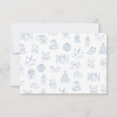 Whimsical Hand Drawn Blue Wedding Dankeskarte (Rückseite)