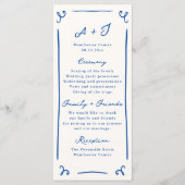 Whimsical Hand Drawn Blue Wedding Program + Party Menükarte (Vorderseite)