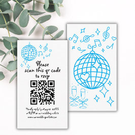 Whimsical Hand Drawn Blue Wedding QR Code UAWG Begleitkarte