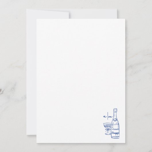 Whimsical Hand Drawn Blue Wedding Save The Date (Rückseite)