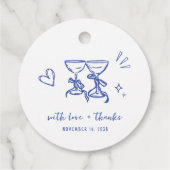 Whimsical Hand Drawn Blue Wedding Thank You Geschenkanhänger (Rückseite)