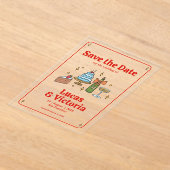 Whimsical Hand Drawn Bold Red Save the Date Acryleinladungen (Ablage )