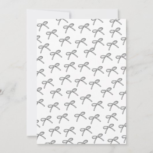 Whimsical Hand Drawn Bow Baby Dusche Einladung (Rückseite)