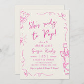 Whimsical Hand Drawn Bow bereit für Pop Babydusche Einladung (Vorne/Hinten)