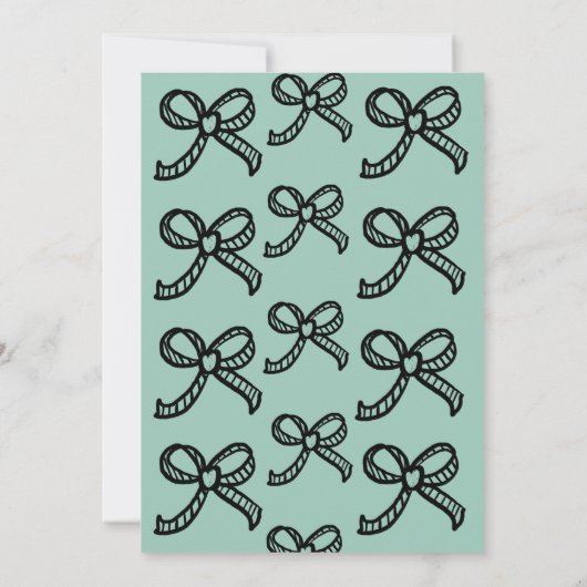 Whimsical Hand Drawn Bow Bridal Dusche Einladung (Rückseite)